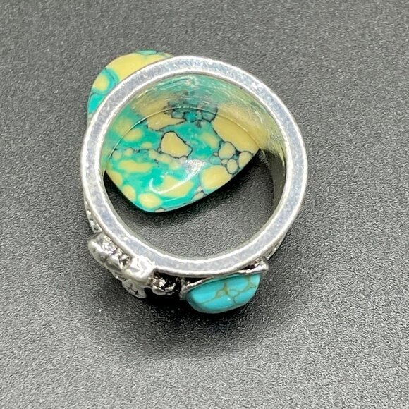 Bumble Bee with Faux Turquoise Stone Boho Band Ring #1193 - Picture 5 of 9